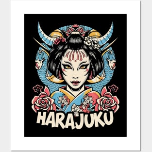 Japanese geisha girl Harajuku culture Posters and Art